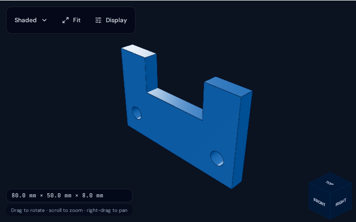Modulabs 3D viewer with an example mounting bracket